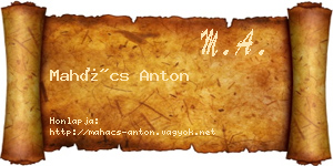 Mahács Anton névjegykártya